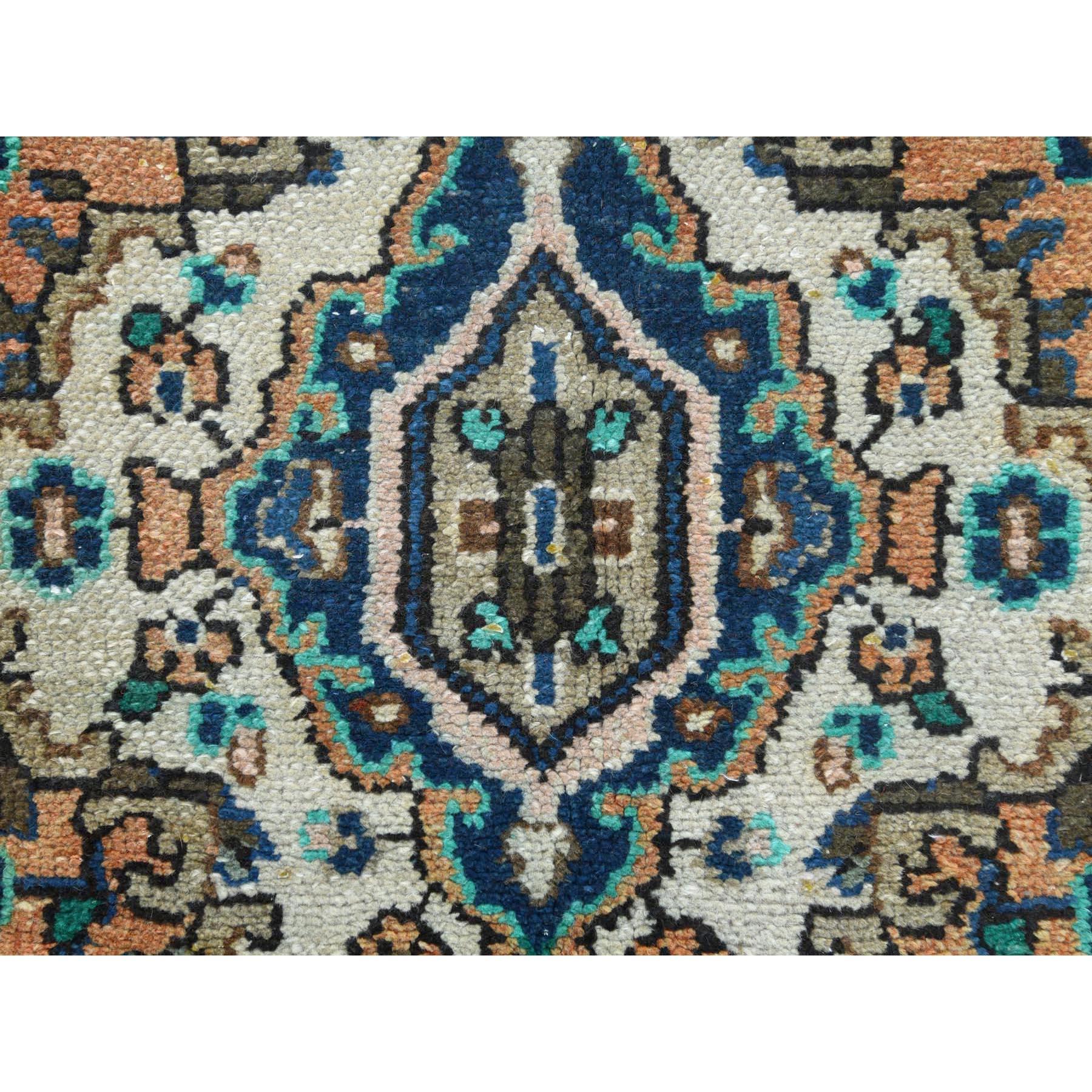 Burnt Orange, Vintage Persian Bibikabad Hand Knotted, Distressed Worn Wool Rug For Sale 3
