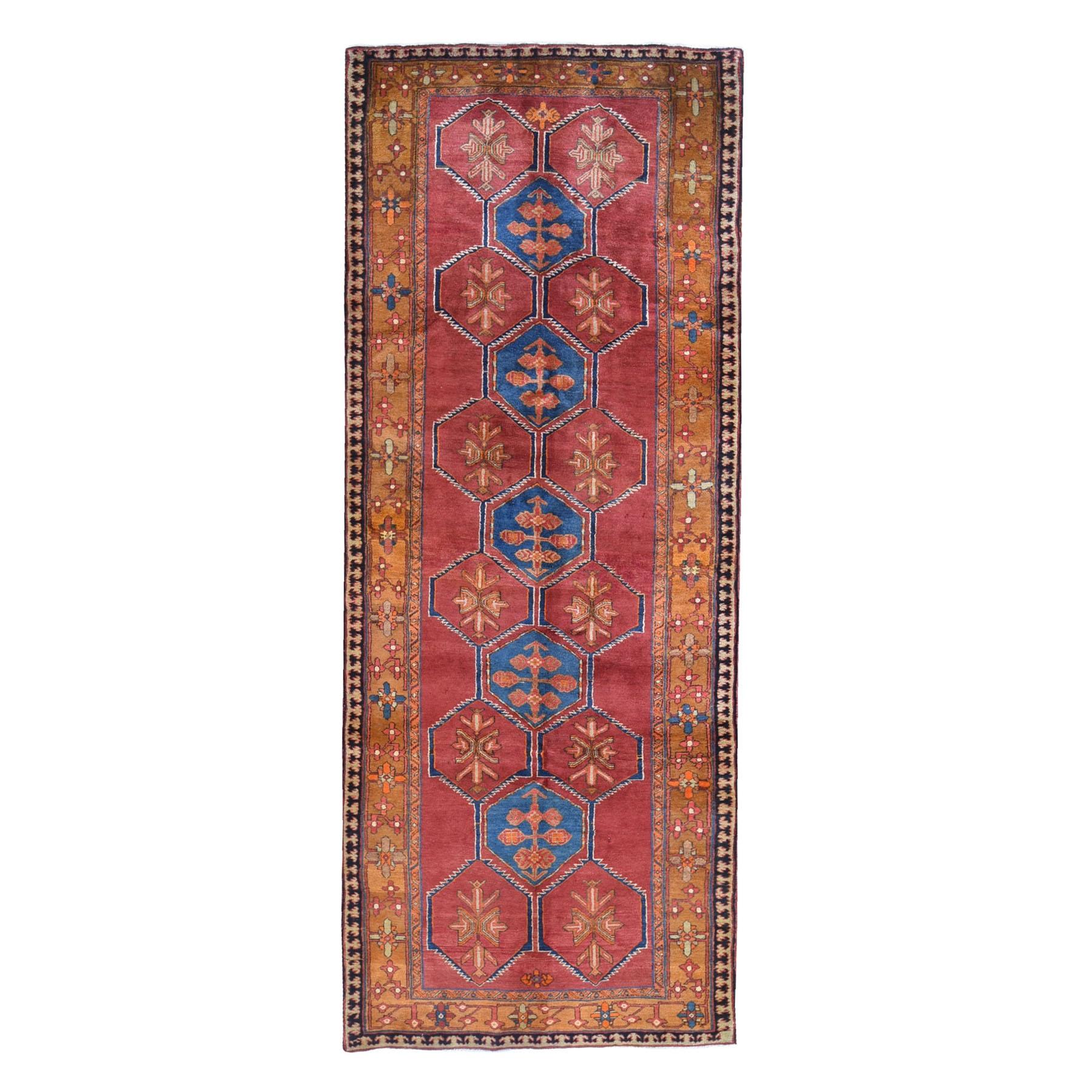 Burnt Orange Vintage West Persian Wide Gallery Size Runner Wool Hand Knotted Rug For Sale