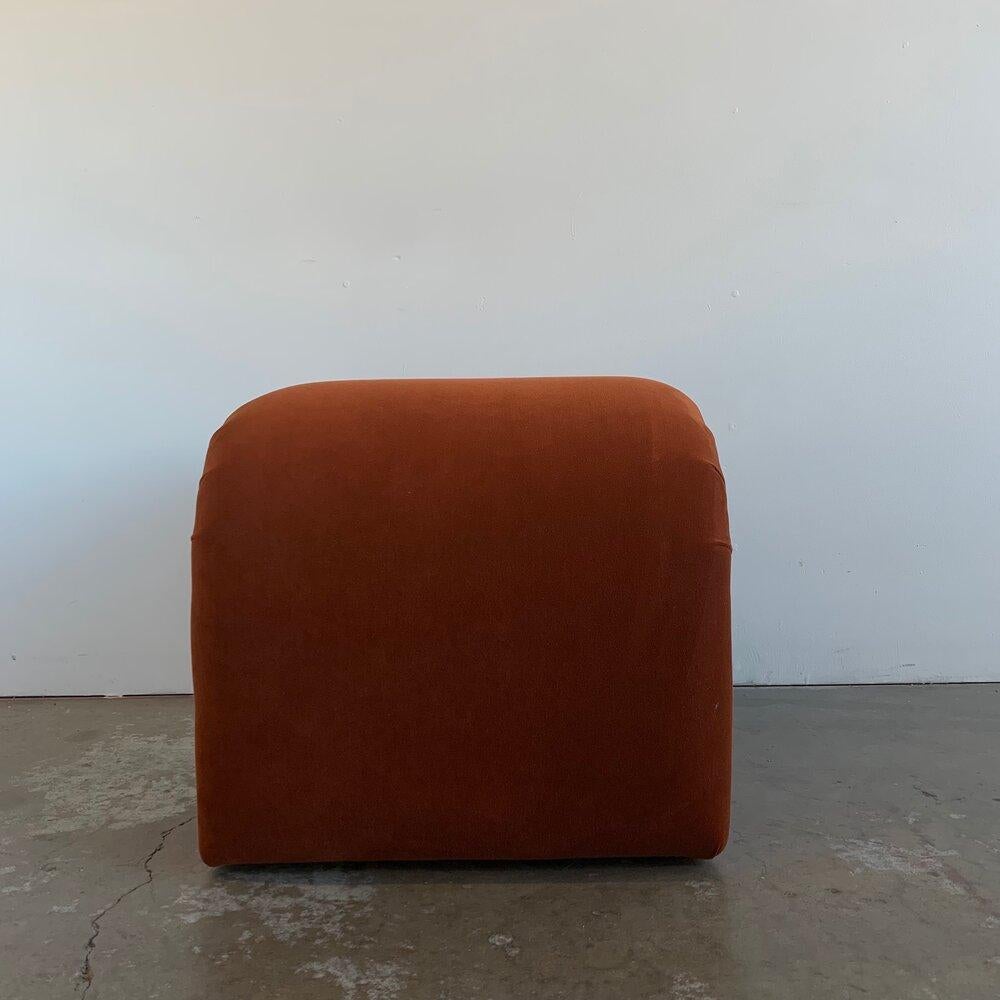 Velvet Burnt Orange Waterfall Stool For Sale