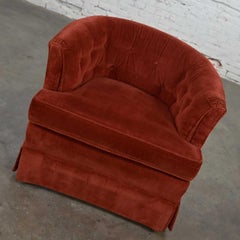 Burnt Orange Wide Wale Brushed Corduroy Tub Barrel Chair Schuford for Century
