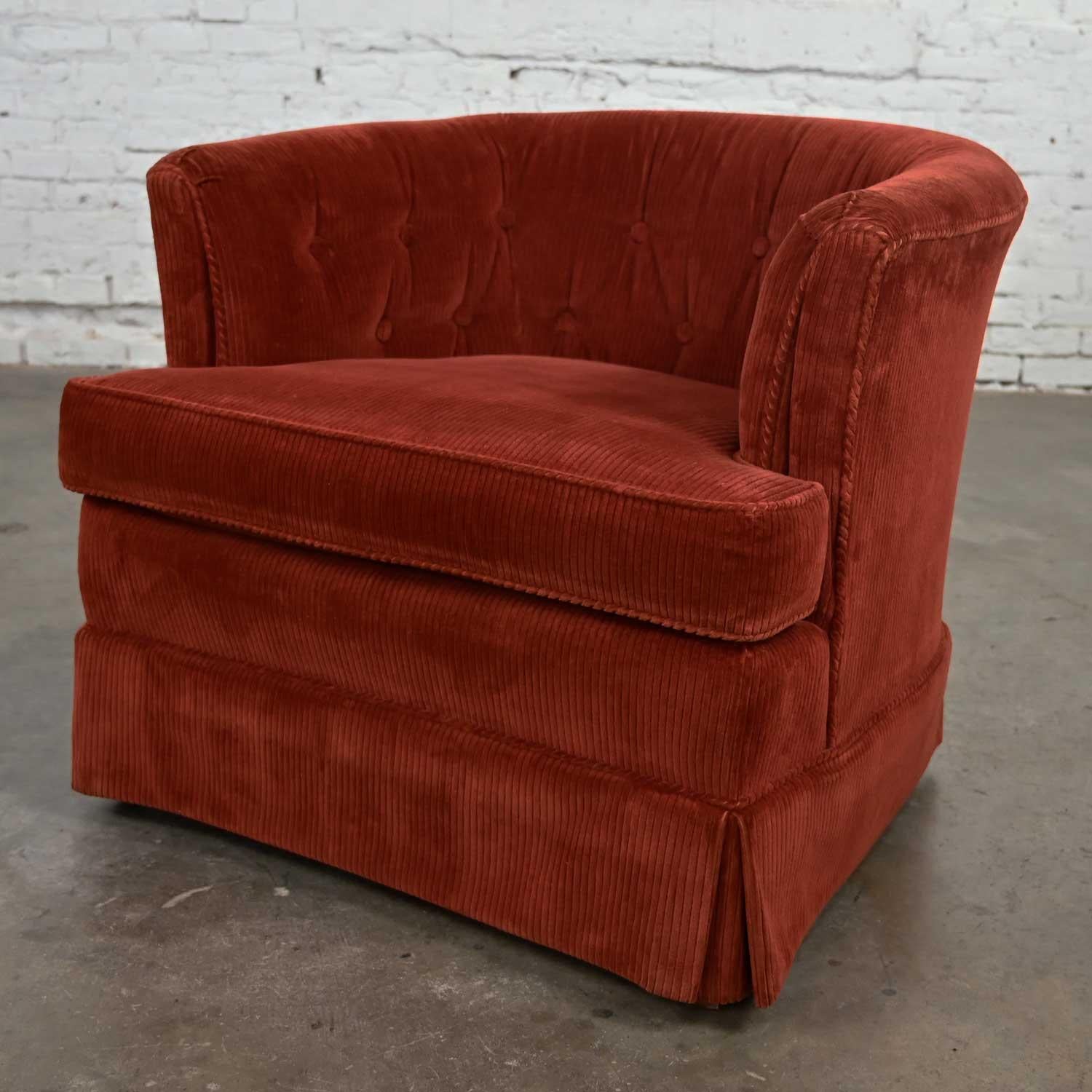 orange corduroy chair