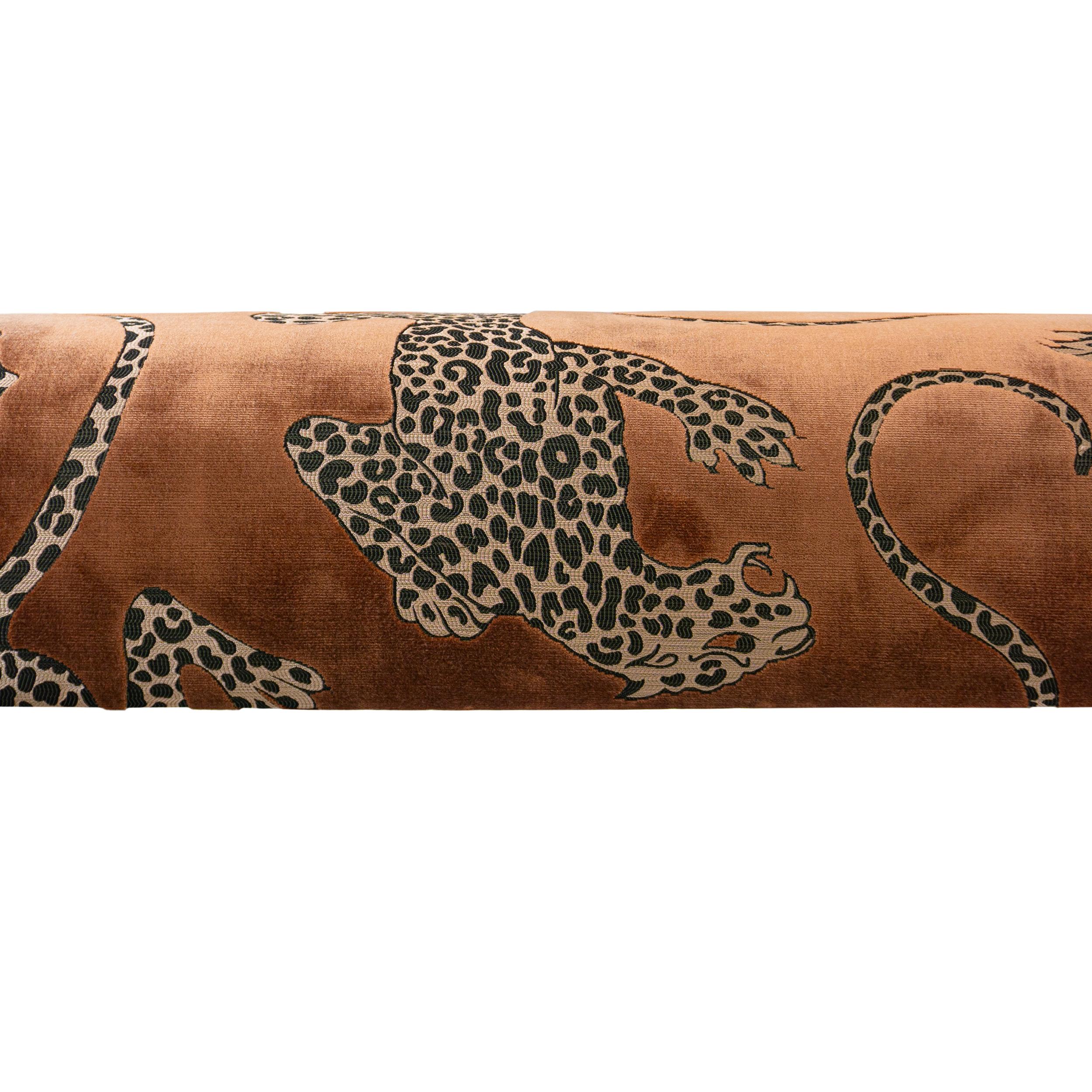 Burnt Sienna Cheetah Cut Velvet and Faux Fur Organic Modernism Bench For Sale 6