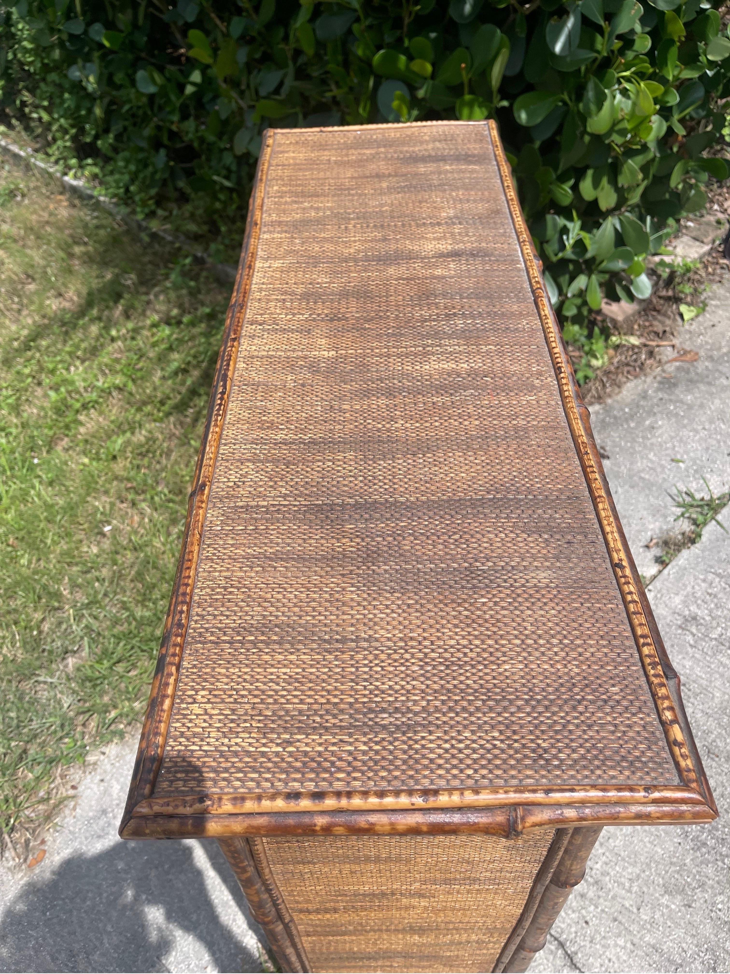 Burnt Tortoiseshell Bamboo Etagere Bookshelf, Early 20th Century For Sale 8