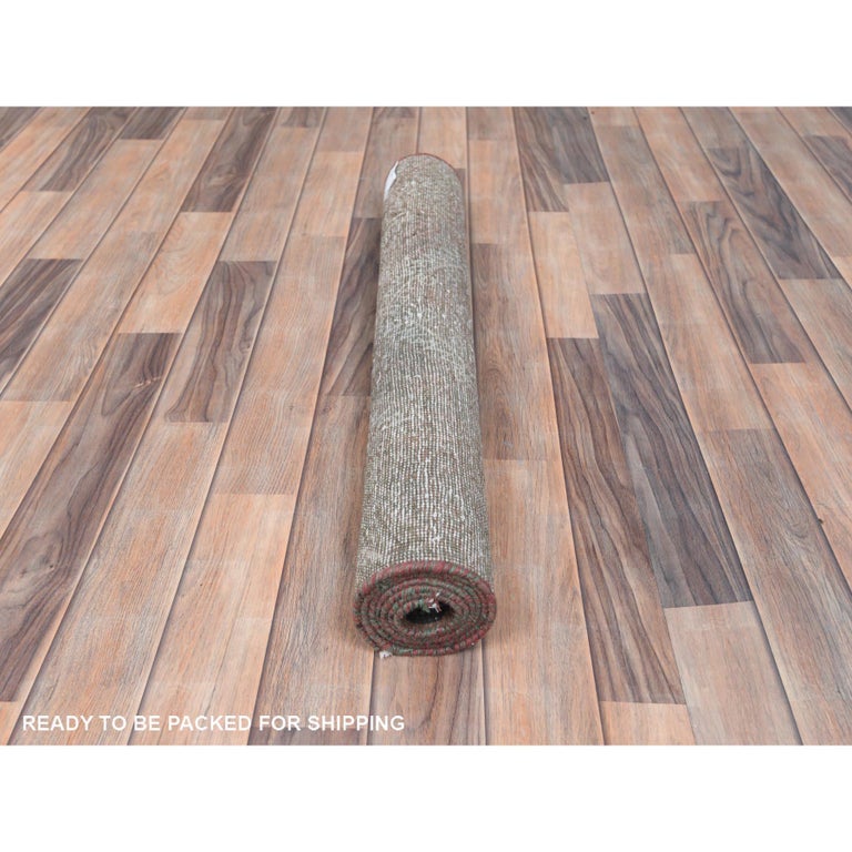 Burnt Umber Brown Bohemian Old Persian Baluch Worn Wool Hand Knotted ...