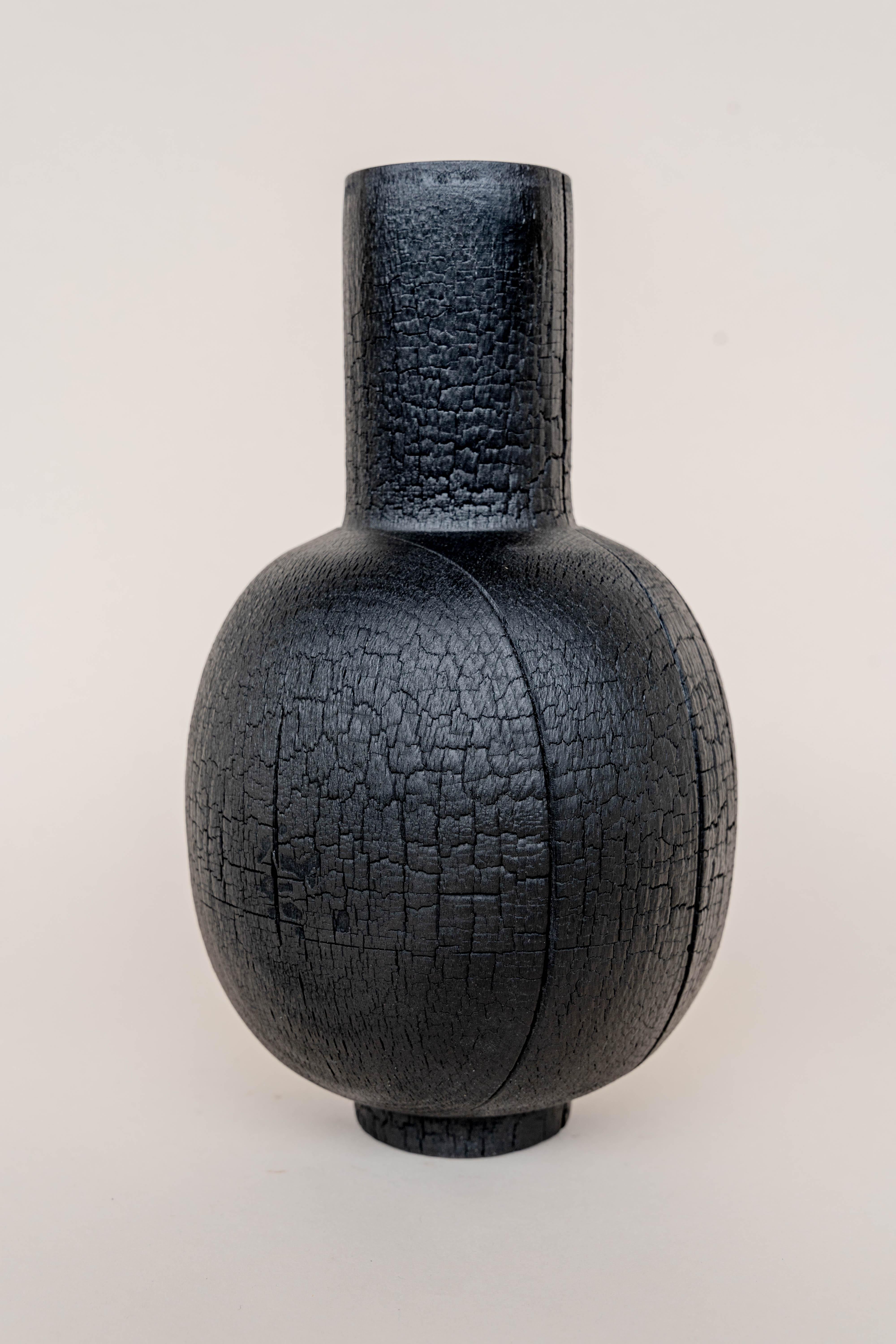 Wood Burnt Vase XL #4 by Daniel Elkayam For Sale