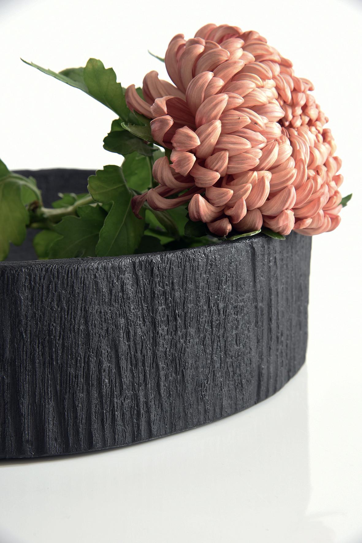 French Burnt wood shou-sugi-ban fruit bowl - creation Sebastien KRIER