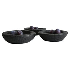 Burnt wood shou-sugi-ban fruit set of 3 bowls - creation Sebastien KRIER