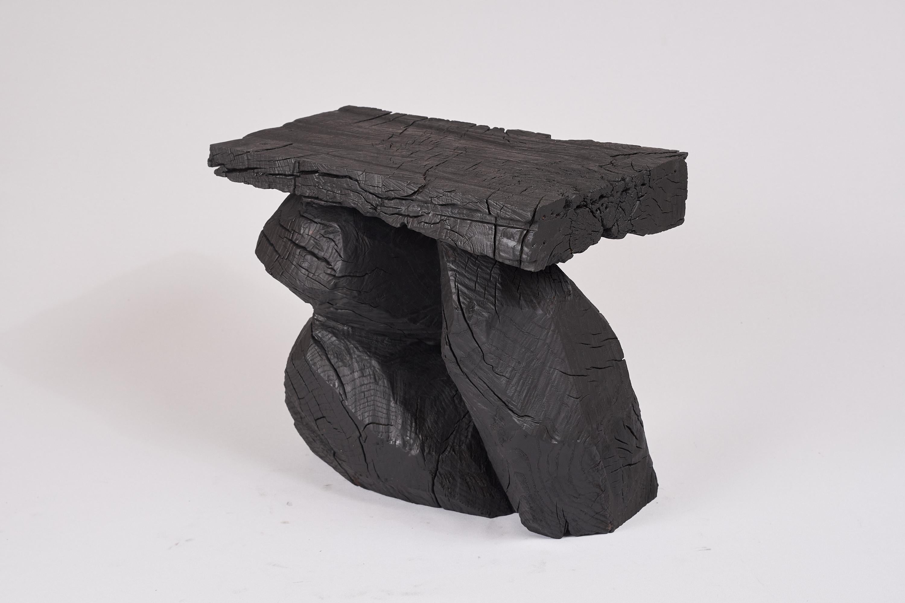 Croatian Burnt Wood Stool, Side Table, Carved Furniture, Original Design, Logniture