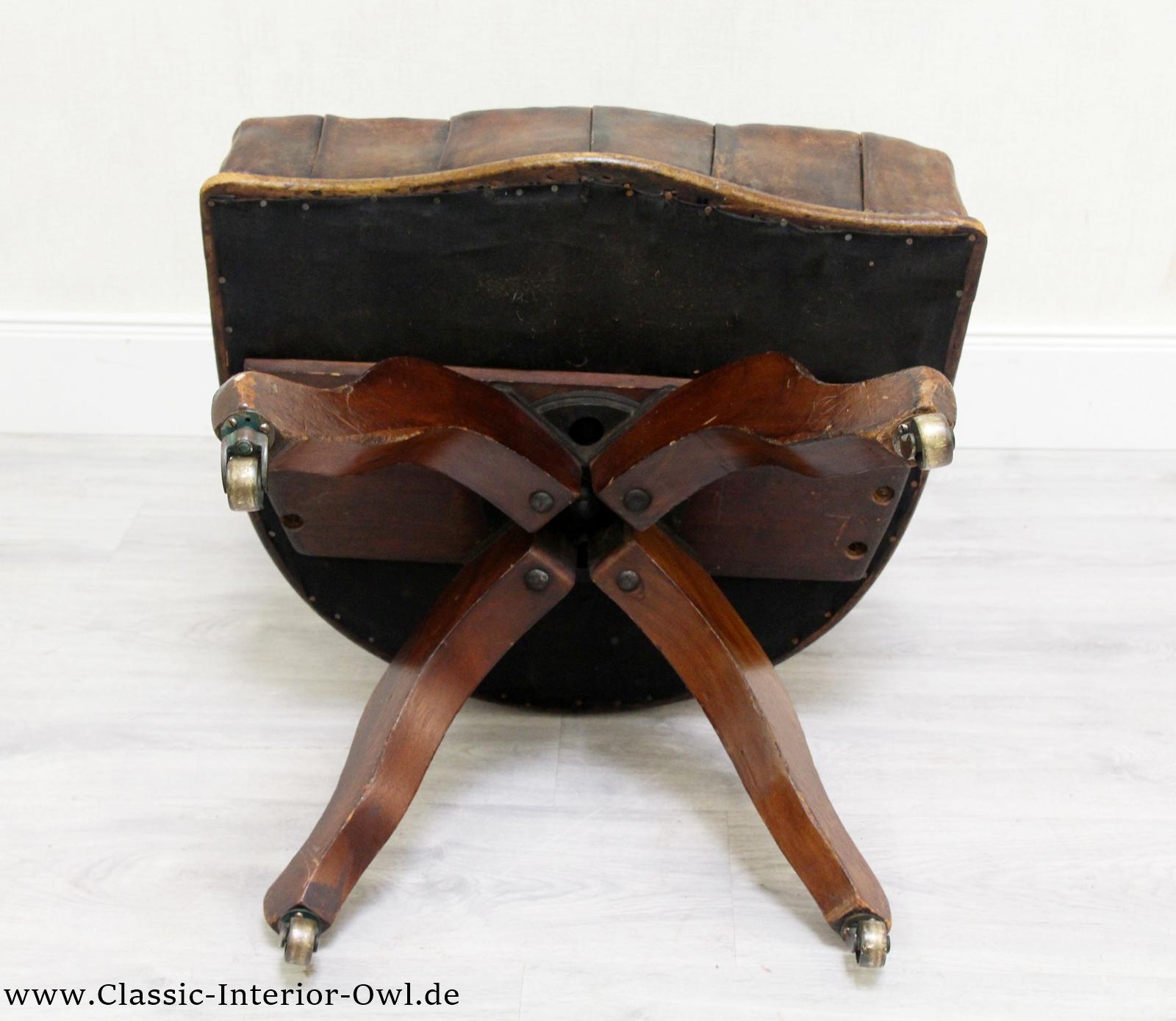 Bürostuhl Antik Chesterfield Sessel Bürosessel Leder Vintage Stuh 7