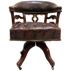 Bürostuhl Antik Chesterfield Sessel Bürosessel Leder Antique Stuh