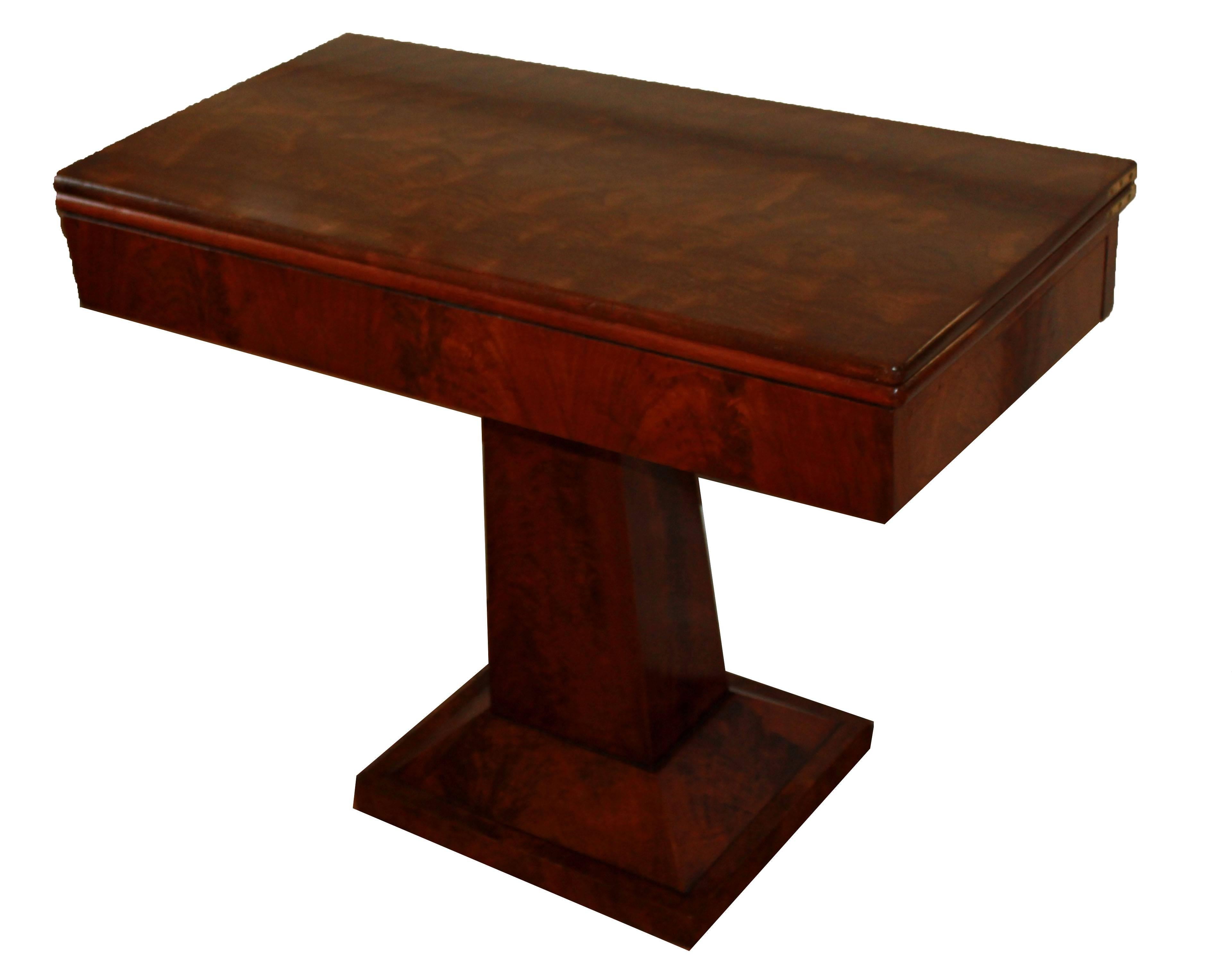 Exhibition piece: Period early Art Deco burr and ashwood folding tea table with drawer to the side, French.