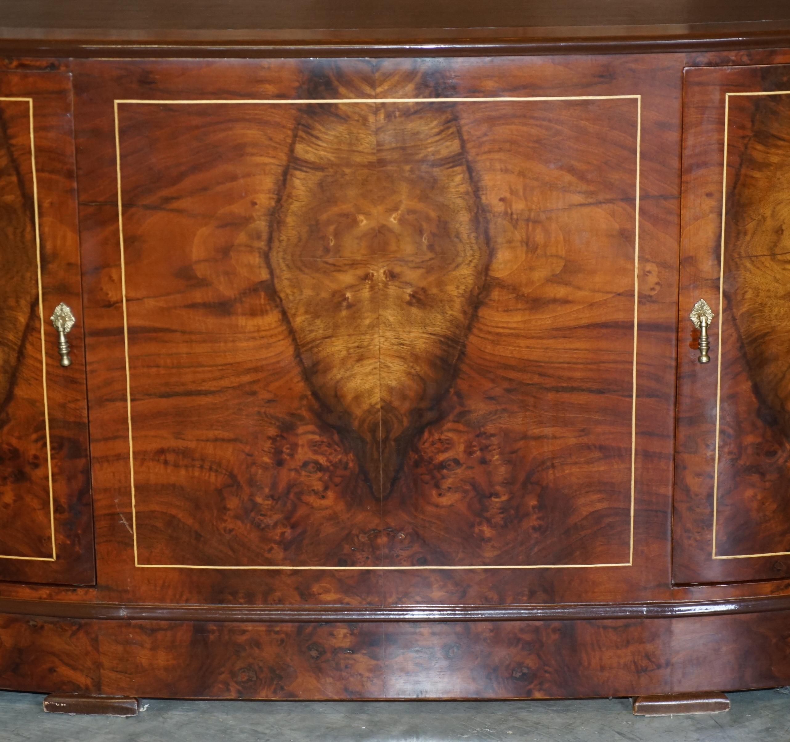 Burr & Burl Walnut 9 Drawer Kidney Desk Double Sided with Cupboards to the Rear 7