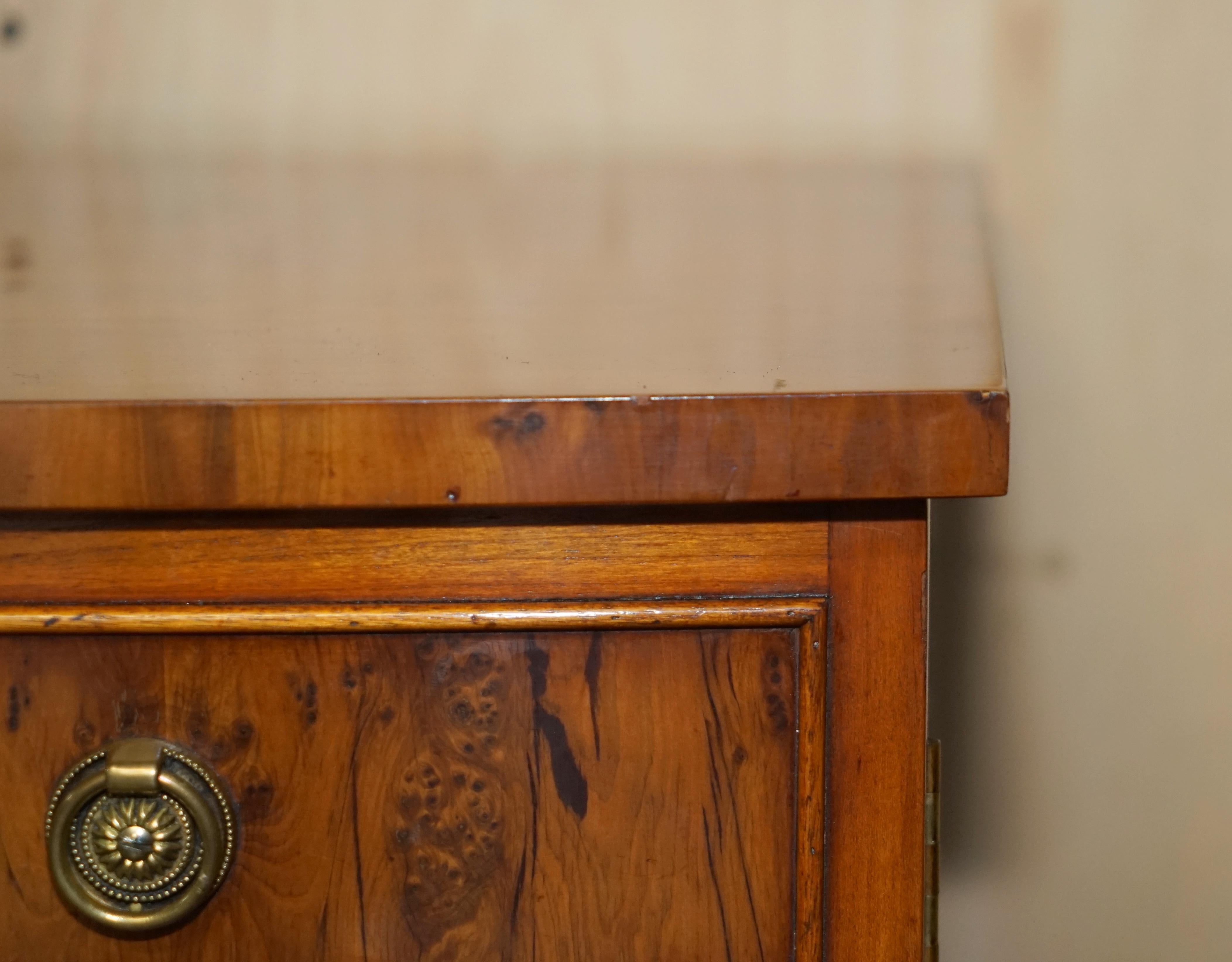 English Burr & Burl Walnut Vintage Record Player Cabinet with Lift Up Top & Shelves For Sale