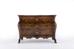 Burr Elm 18th Century French Louis XV Bombe Shaped Commode