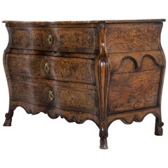 Burr Elm 18th Century French Louis XV Bombe Shaped Commode