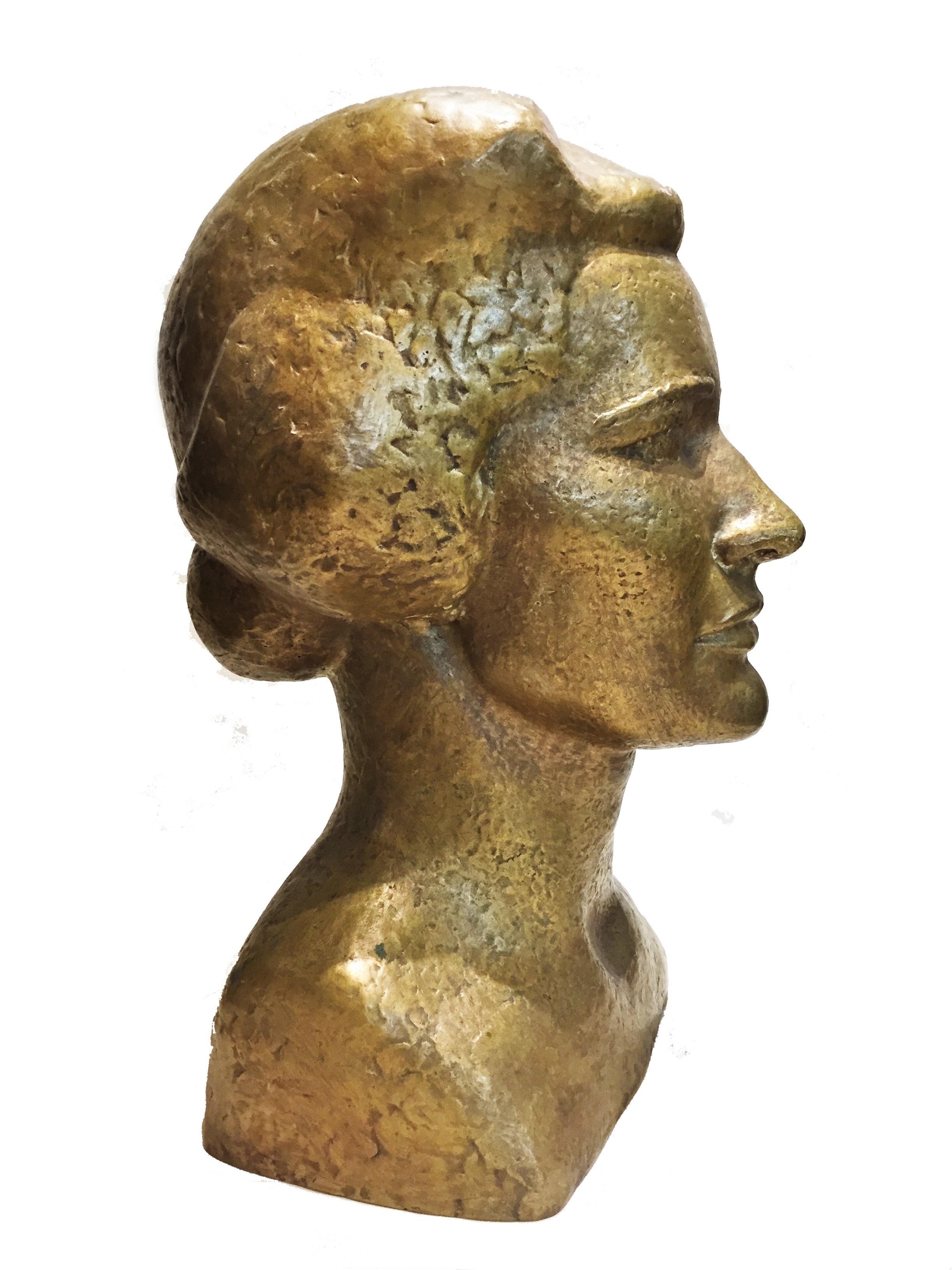 American Burr Miller, Helen Coolidge Woodring, Bronze Portrait Bust, 1939