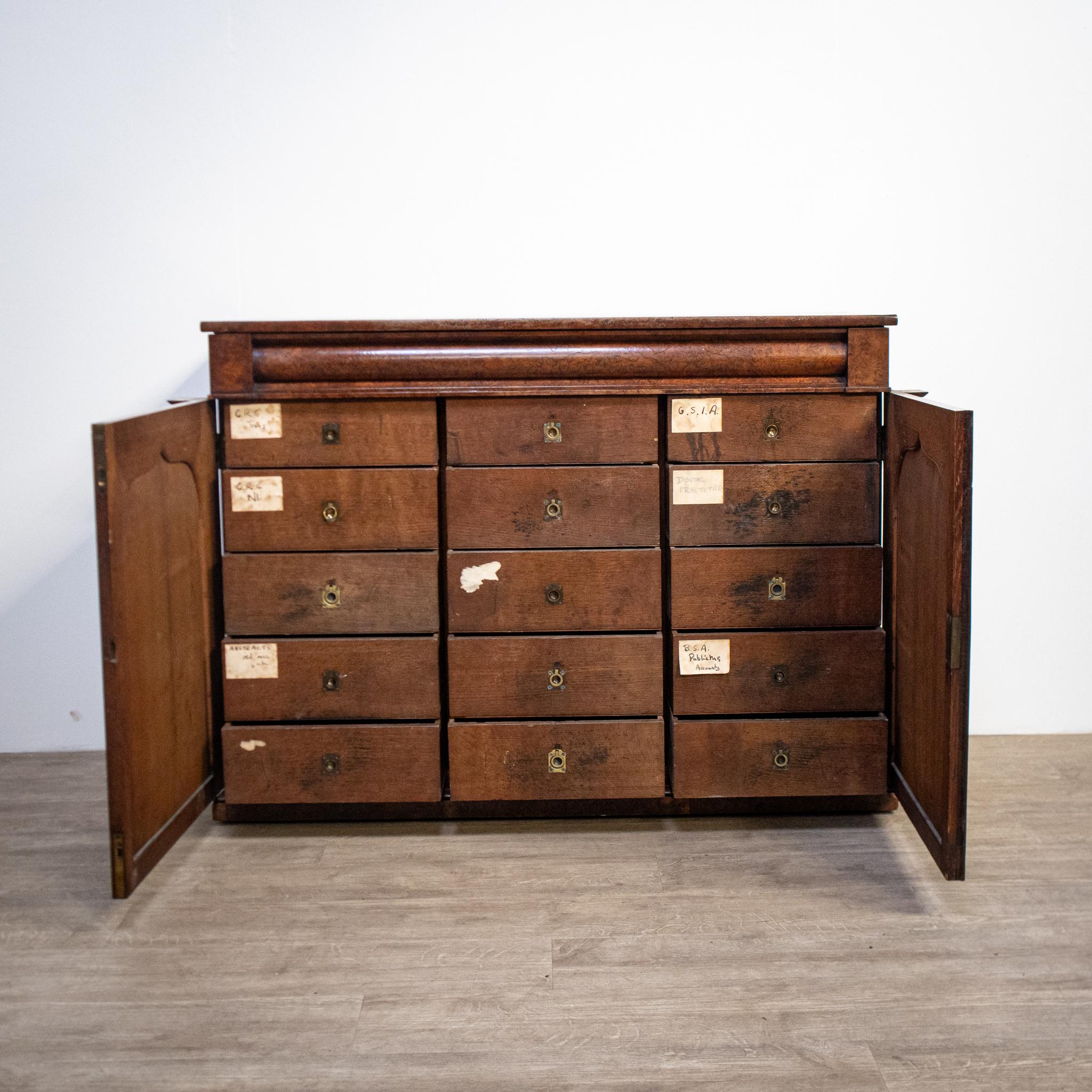 Burr Oak Estate Cupboard with Drawers In Good Condition For Sale In Newark, GB