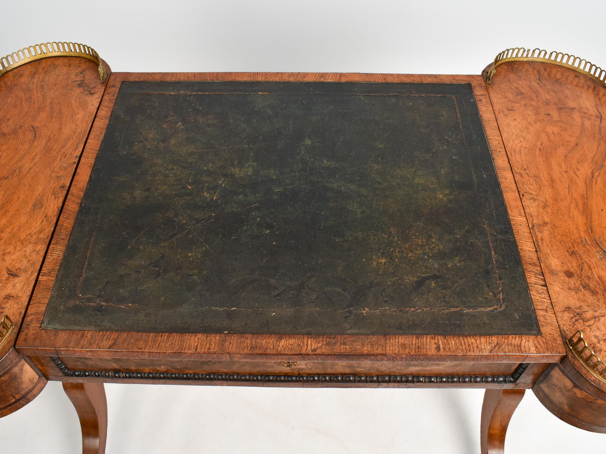Burr Oak Regency Galleried Writing Desk, Circa 1820 For Sale 7