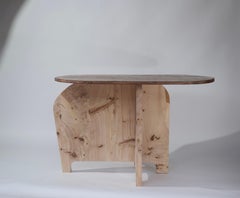 Burr Poplar and Stained English Ash Sculptural Table, In Stock