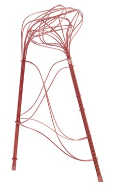 Taburete alto/silla auxiliar Burr Puzzle en acabado aluminio rosa