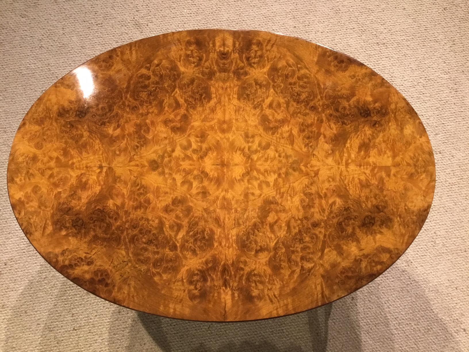 Early 20th Century Burr Walnut 1920s Period Oval Coffee Table