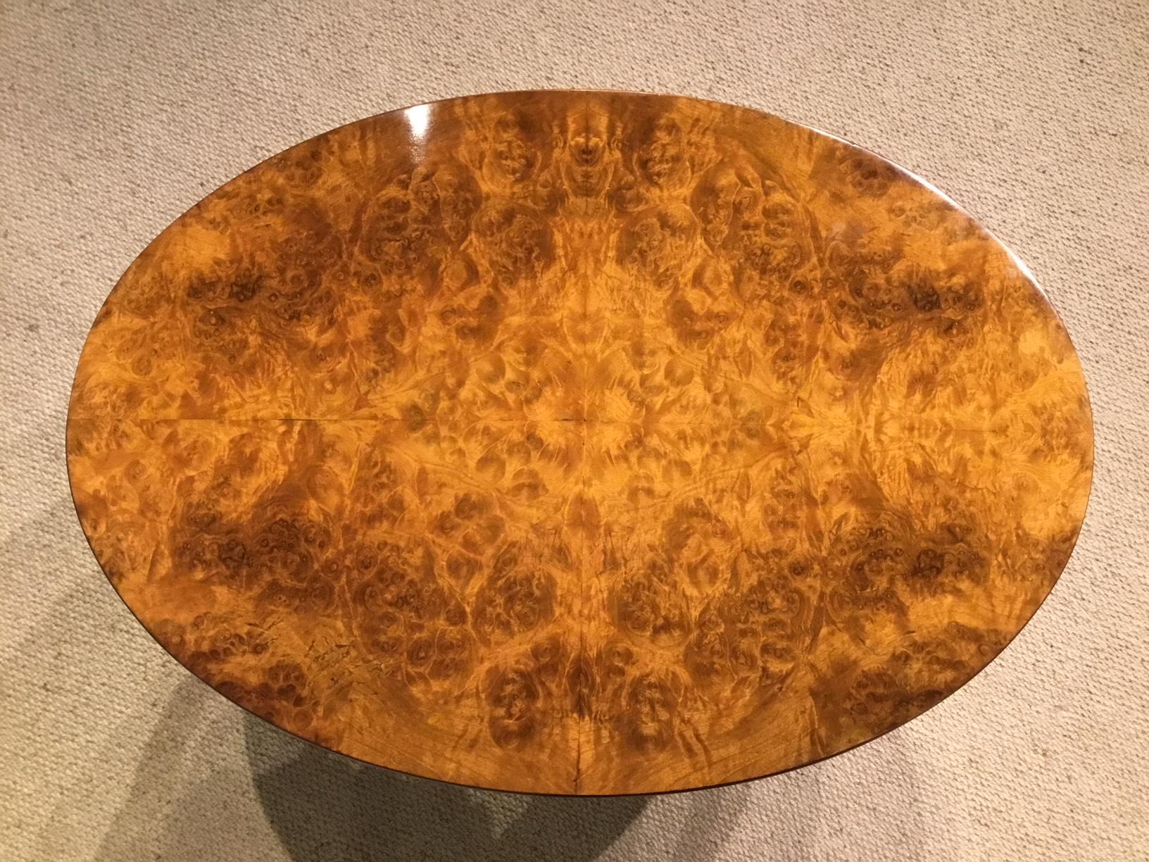 Burr Walnut 1920s Period Oval Coffee Table 1