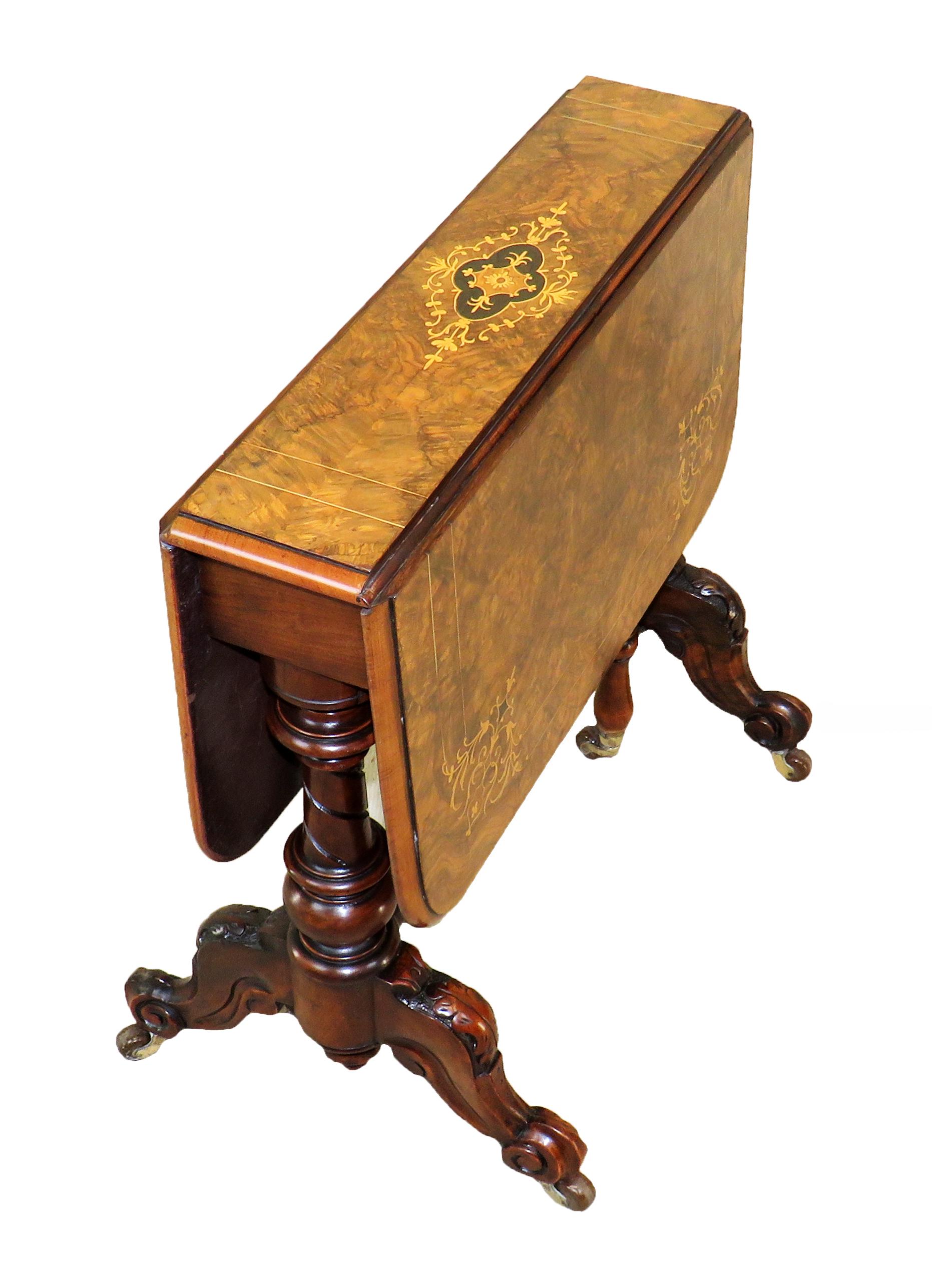 English Burr Walnut 19th Century Antique Baby Sutherland Table