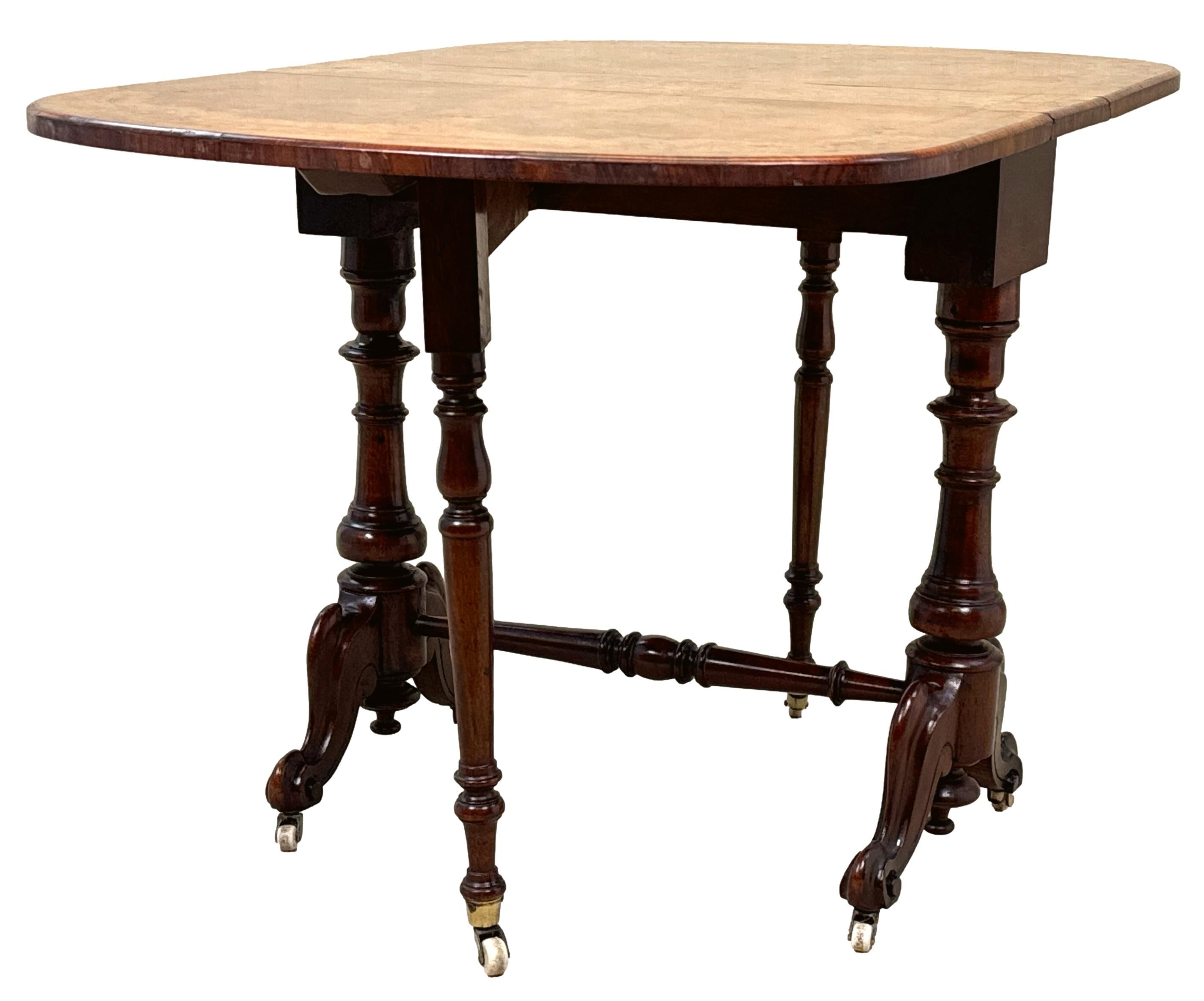 English Burr Walnut 19th Century Baby Sutherland Table
