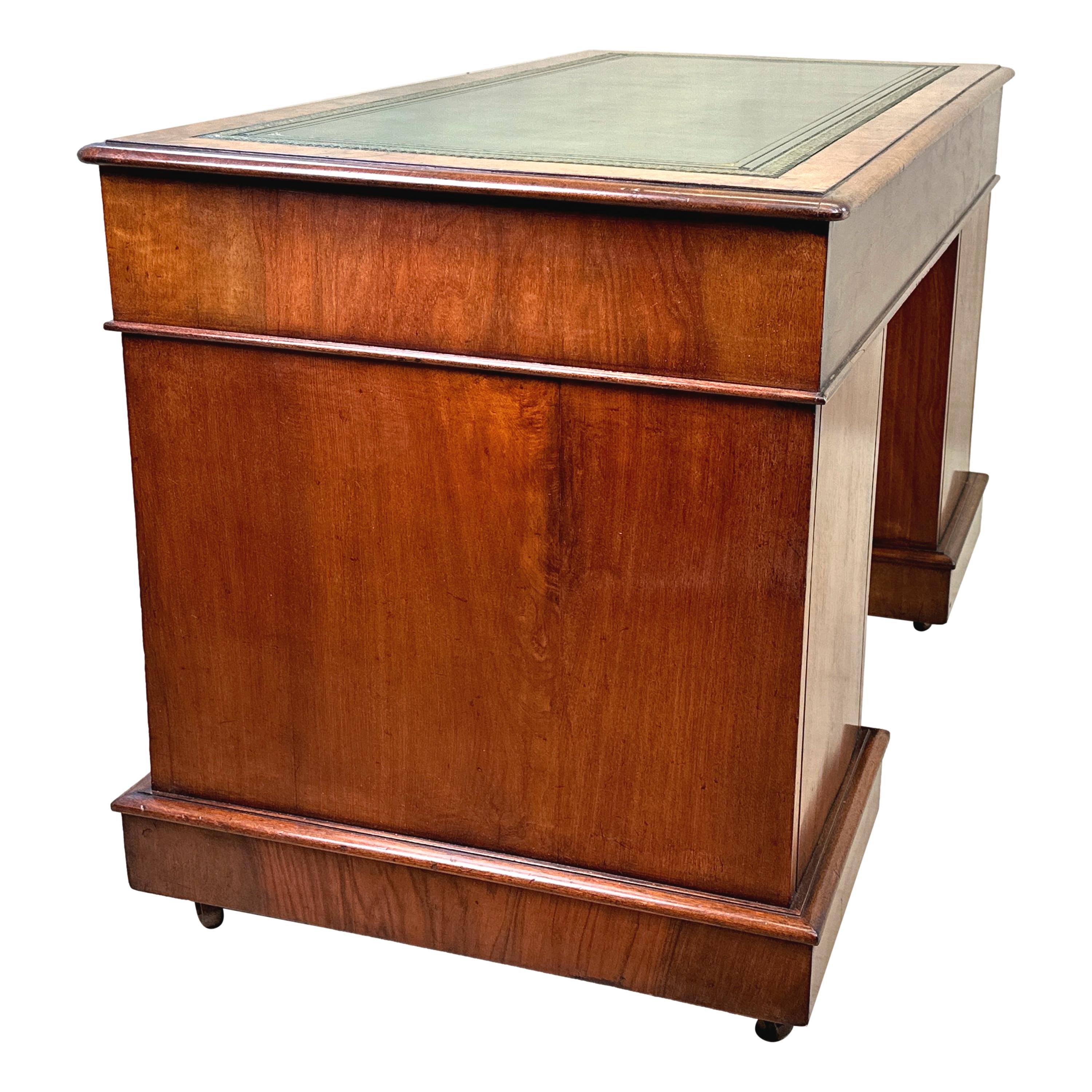 Burr Walnut 19th Century Pedestal Desk For Sale 5