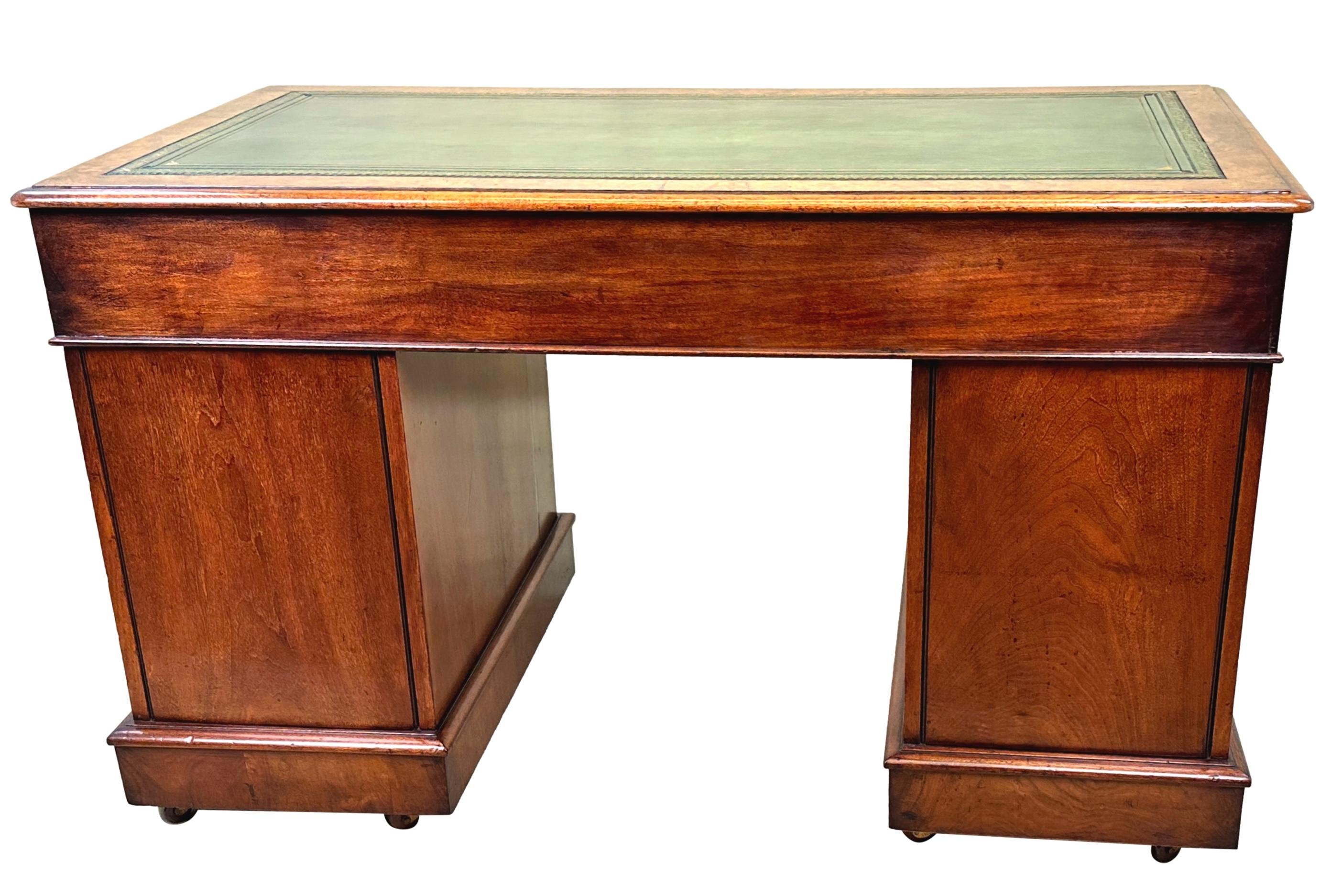 Burr Walnut 19th Century Pedestal Desk For Sale 7