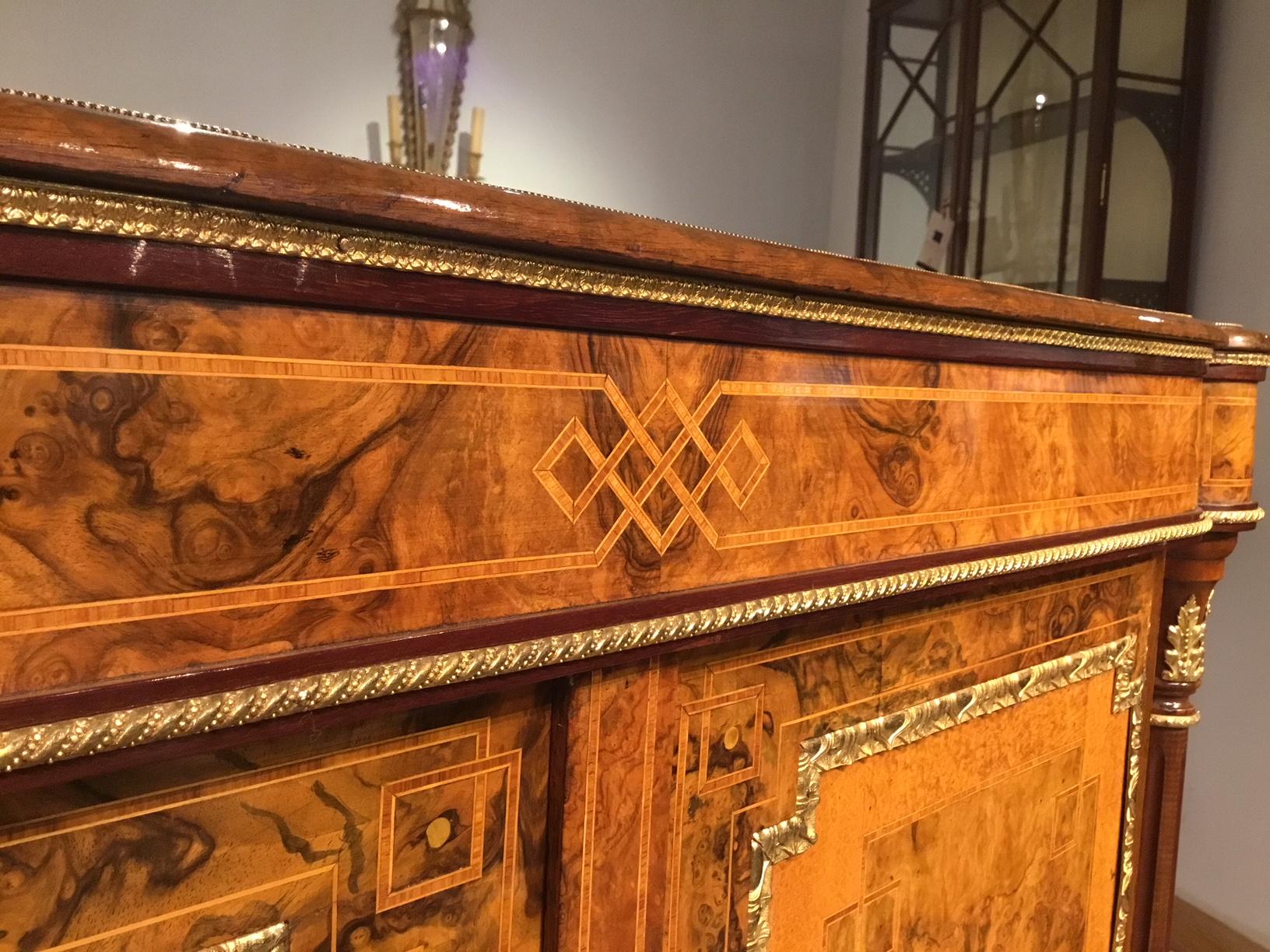 Burr Walnut, Amboyna and Ormolu-Mounted Victorian Period Cabinet 9