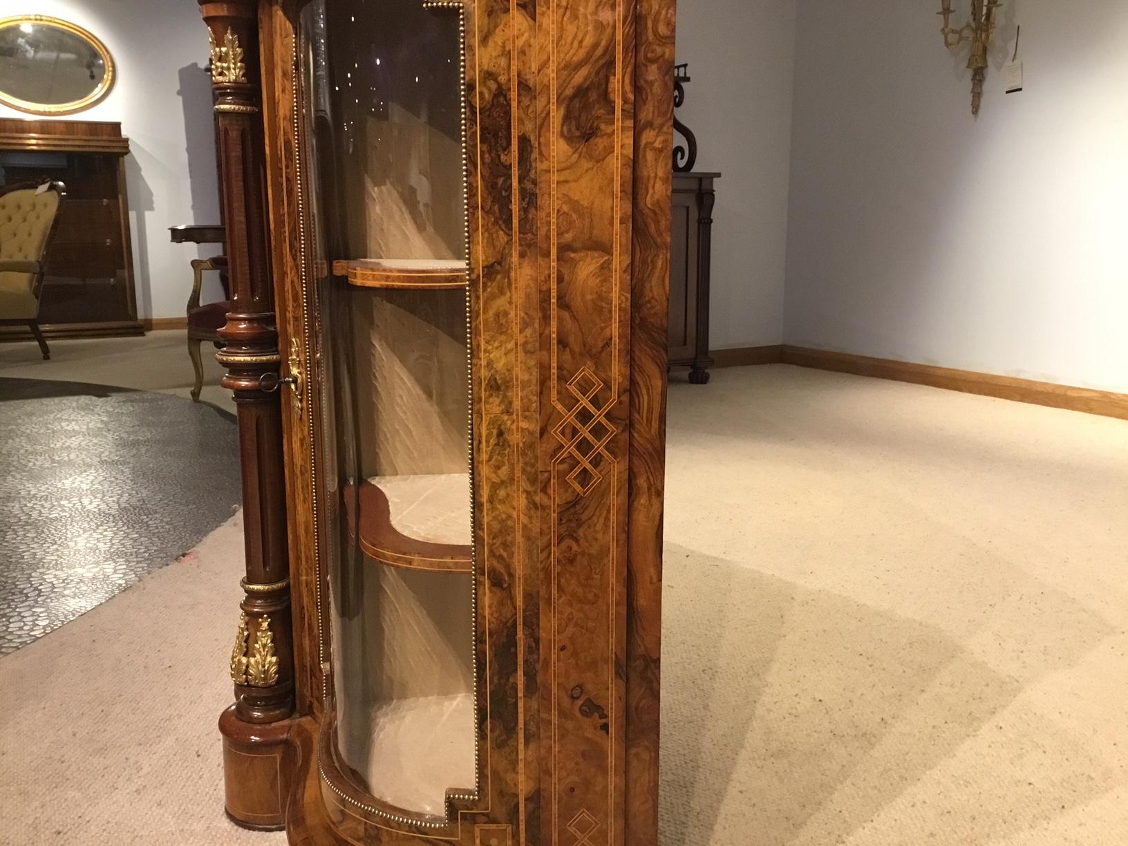 Burr Walnut, Amboyna and Ormolu-Mounted Victorian Period Cabinet 13