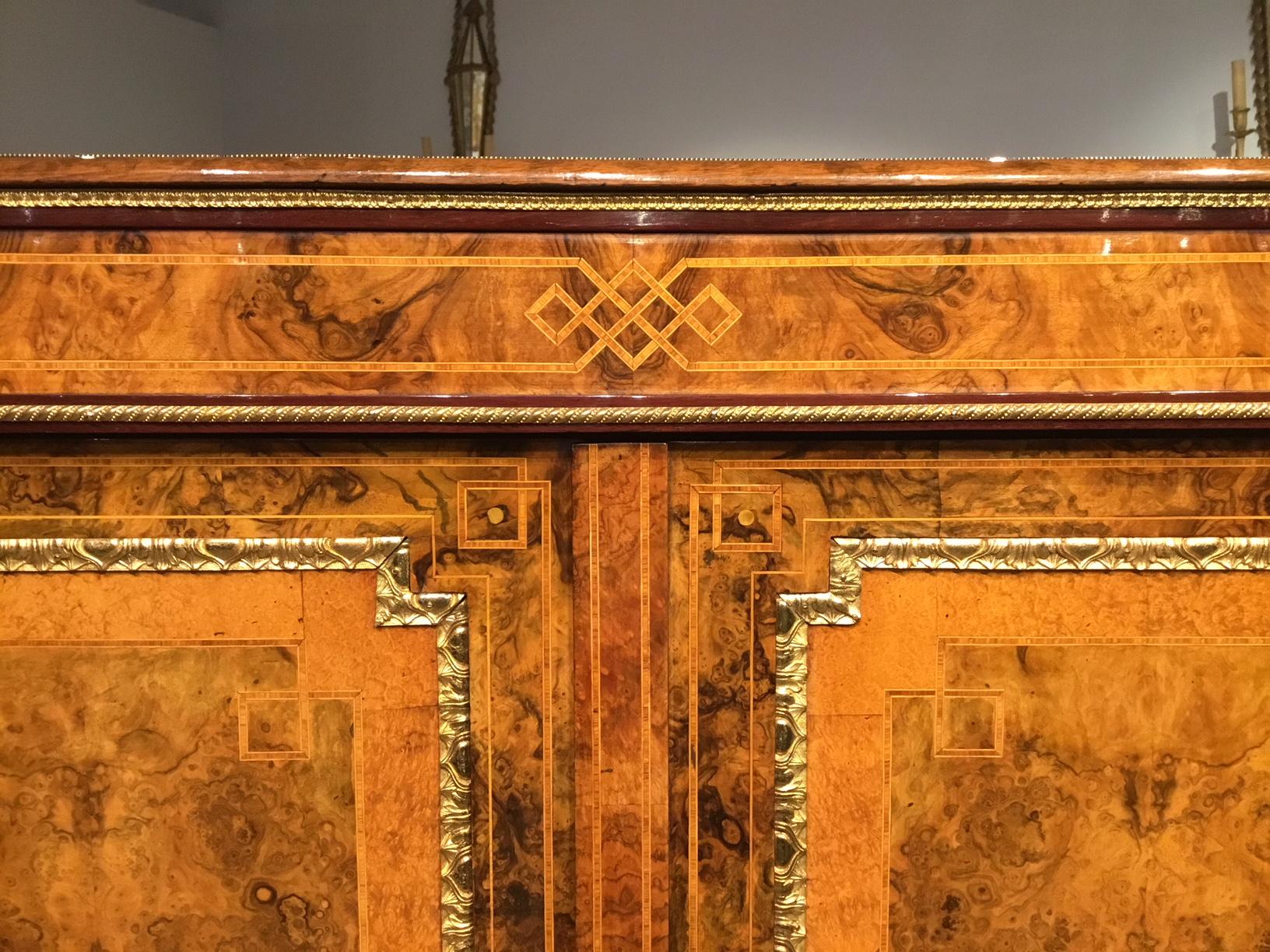 Late 19th Century Burr Walnut, Amboyna and Ormolu-Mounted Victorian Period Cabinet