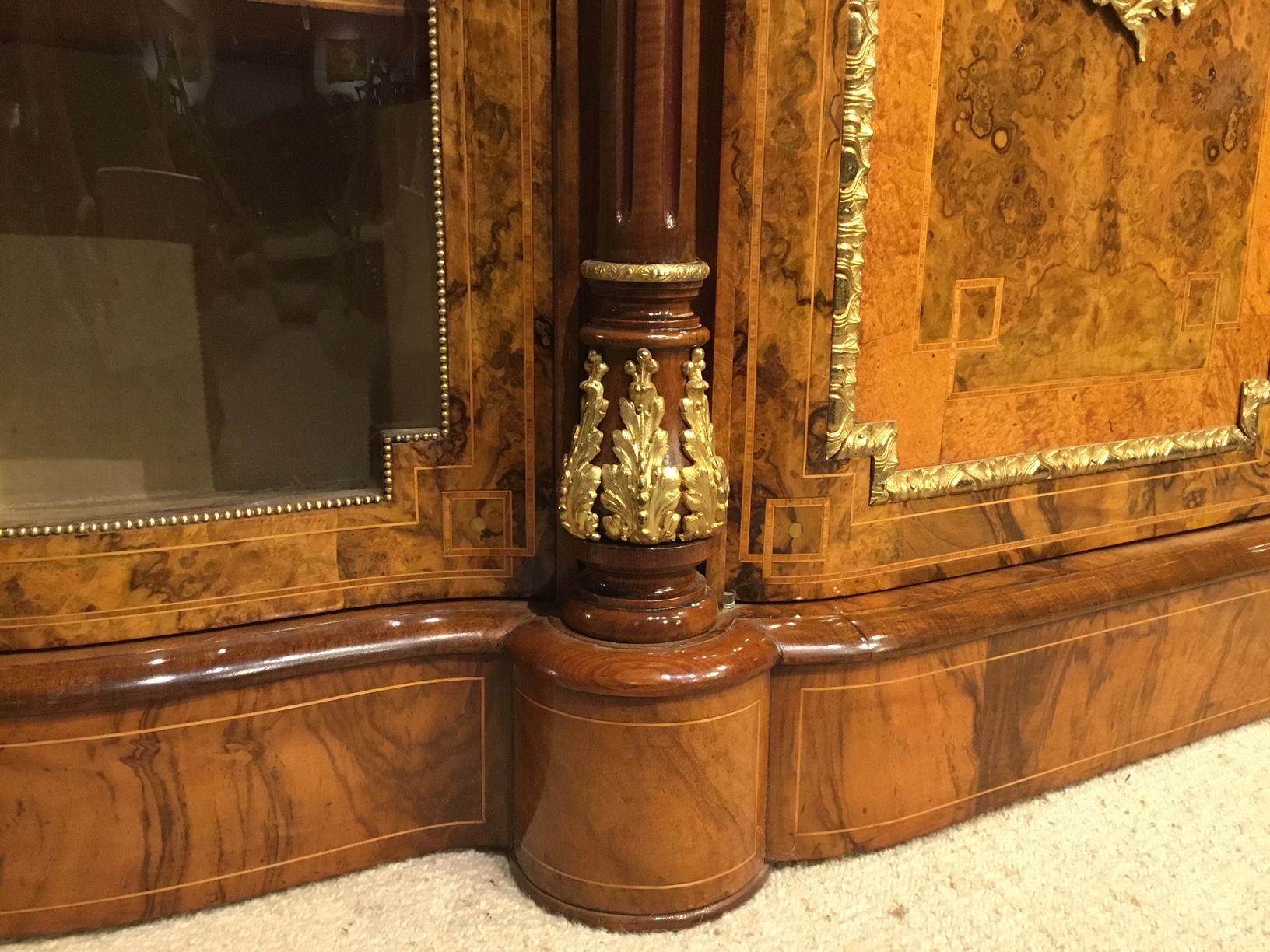 Burr Walnut, Amboyna and Ormolu-Mounted Victorian Period Cabinet 3