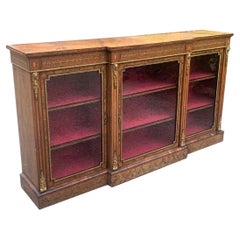 Burr Walnut and Ormolu Mounted Breakfront Side Cabinet/Credenza