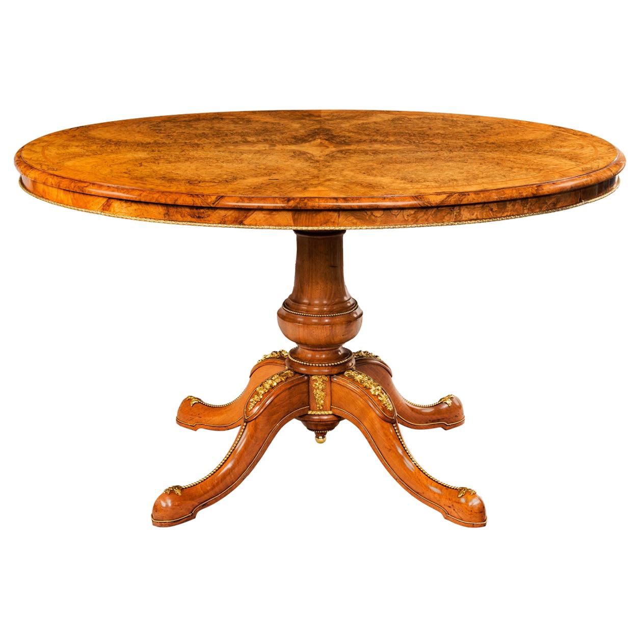 Burr Walnut and Ormolu-Mounted Centre Table with Superb Quartered Veneered Top