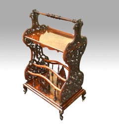 Burr Walnut Antique Table Top Canterbury Magazine Rack