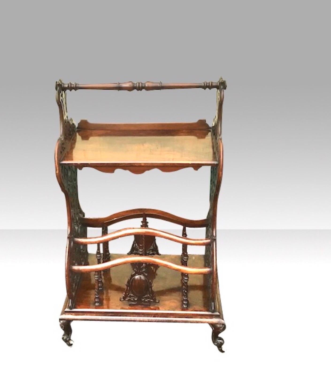 Burr Walnut Antique Table Top Canterbury Magazine Rack In Good Condition For Sale In Antrim, GB
