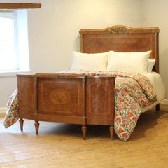 Burr Walnut Art Deco Antique Wooden Bed, WK186