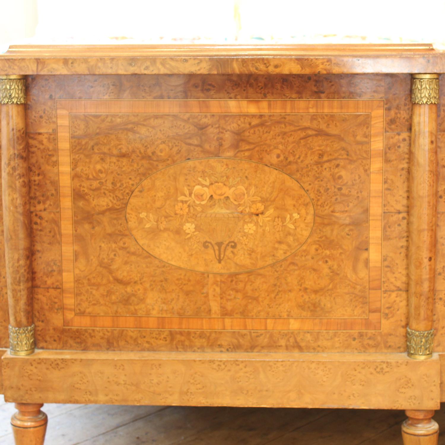 Burr Walnut Art Deco Antique Wooden Bed, WK186 1