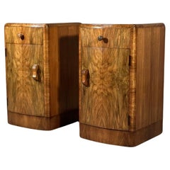 Burr Walnut Art Deco Bedside Cabinets