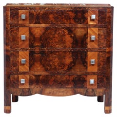 Antique Burr Walnut Art Deco Chest of Drawers