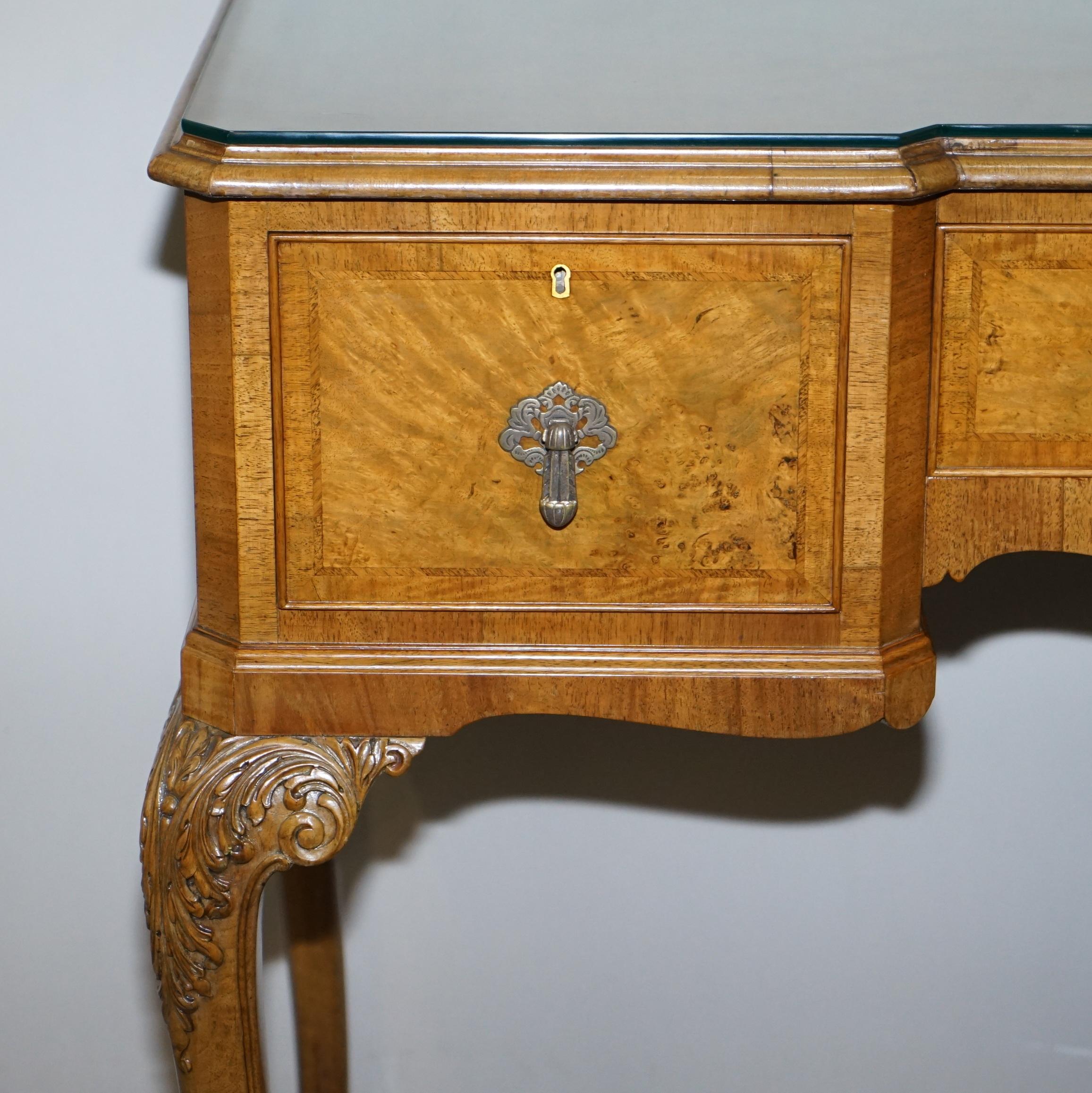 Burr Walnut Art Deco Denby & Spinks Breakfront Console Sideboard Part of a Suite In Good Condition For Sale In West Sussex, Pulborough