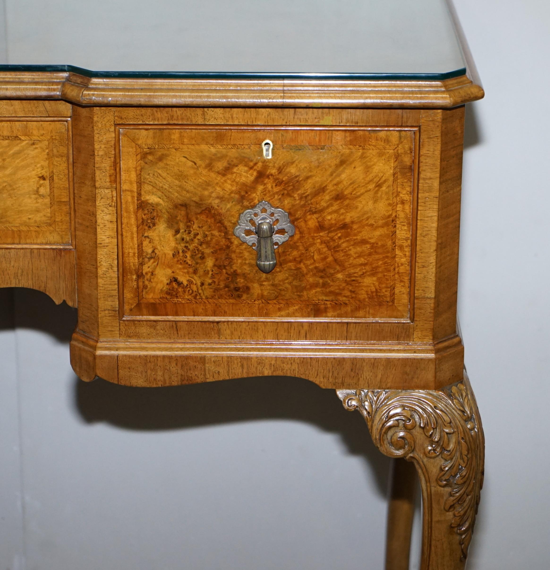 Burr Walnut Art Deco Denby & Spinks Breakfront Console Sideboard Part of a Suite For Sale 2