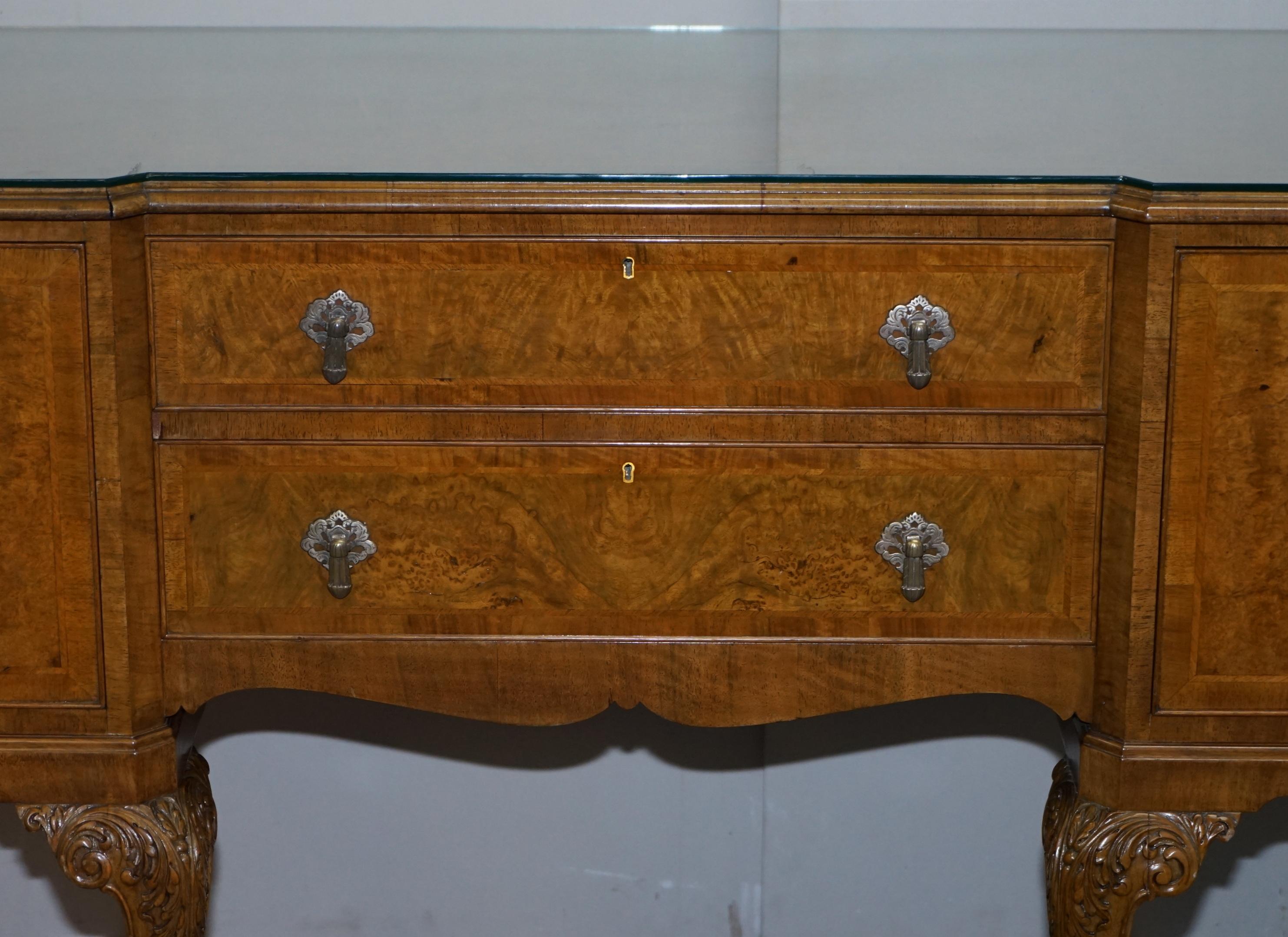 Burr Walnut Art Deco Denby & Spinks Leeds Breakfront Sideboard Part of a Suite For Sale 2