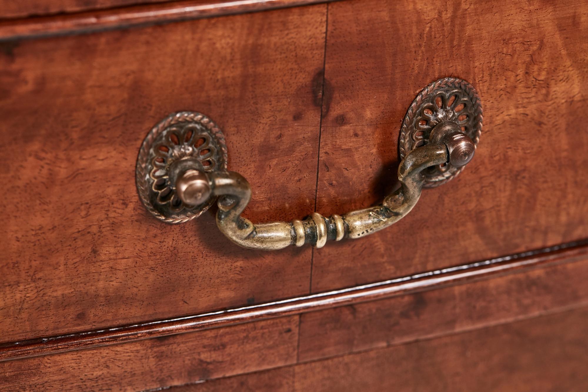 Brass Antique Burr Walnut Bow Fronted Bedside Cabinet