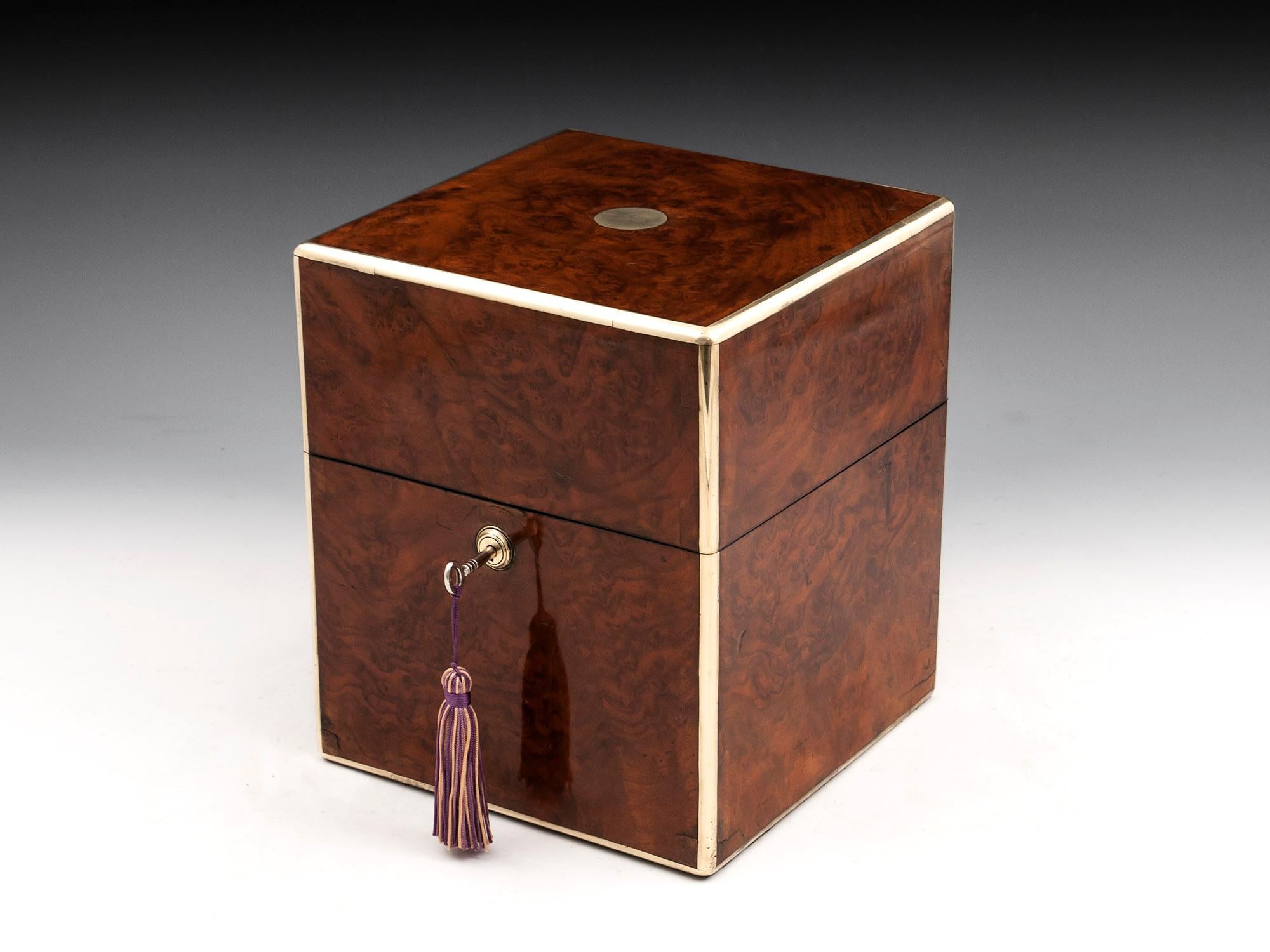 Burr Walnut Brass Jewelry Box, 19th Century For Sale 7