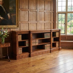Burr Walnut Breakfront Open Bookcase