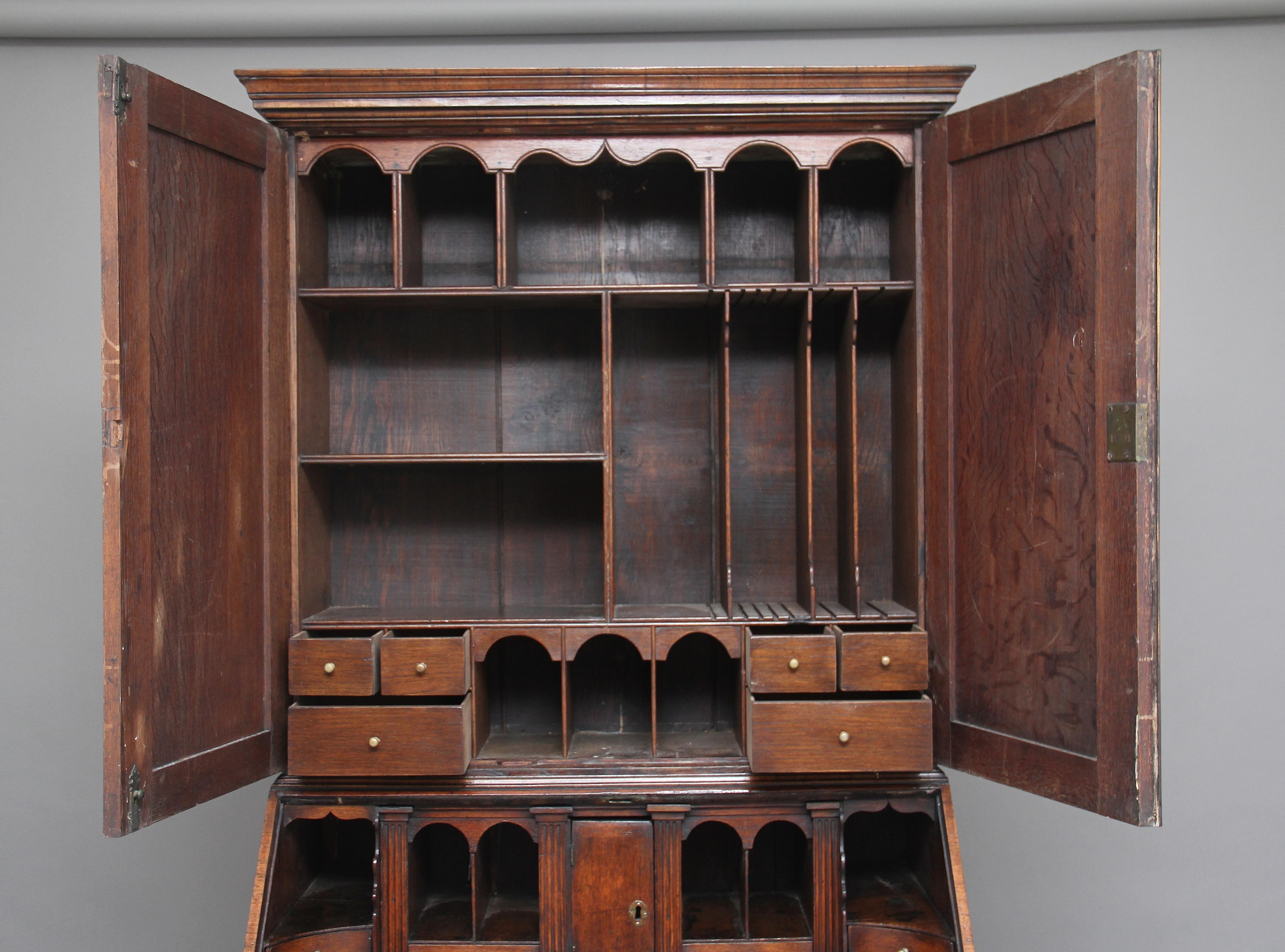Early 20th Century Burr Walnut Bureau Bookcase