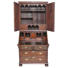 Antique Burr Walnut Bureau Bookcase